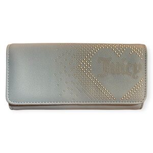 NWOT Juicy Couture Blue Lovely Day Flap Clutch Wallet Stud Studded “Juicy” Heart